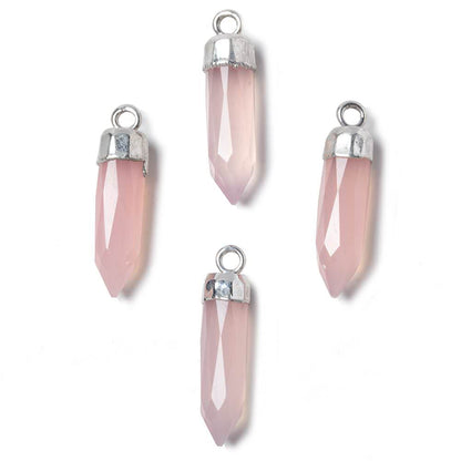 23x6mm Silver Leafed Rose Chalcedony Spike Pendants 1 piece