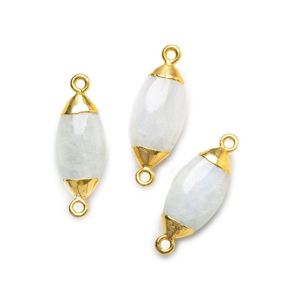 23x9mm Gold Leafed Rainbow Moonstone Oval Connector 1 piece