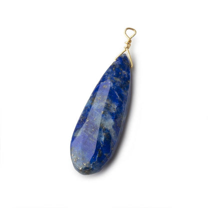 24-26mm Lapis Lazuli Vermeil Wire Wrapped Faceted Pear Focal 1 Piece