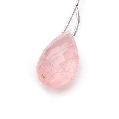 24-27mm Rose Quartz Hand Carved Pear Focal Bead 1 piece