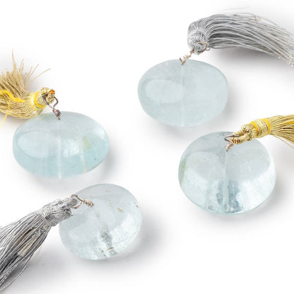 24-28mm Aquamarine plain rondelle focal bead 1 piece