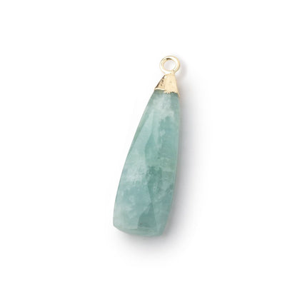24-30mm Gold Leafed Aquamarine Elongated Triangle Pendant 1 piece