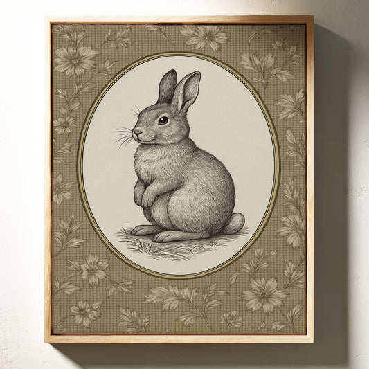 Victorian Rabbit in Floral Frame