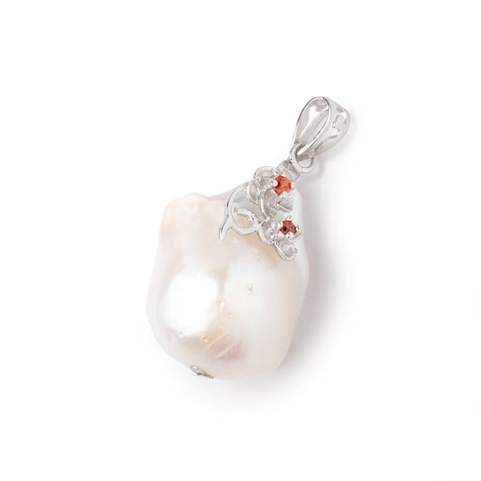 24.5x16.5mm White Ultra Baroque .925 Silver Pendant focal 1 piece