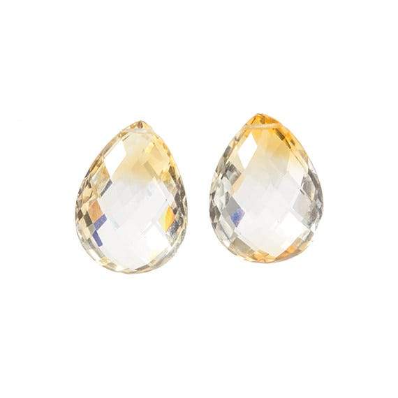 24.5x17.5mm Citrine faceted pear focal Bead Set of 2