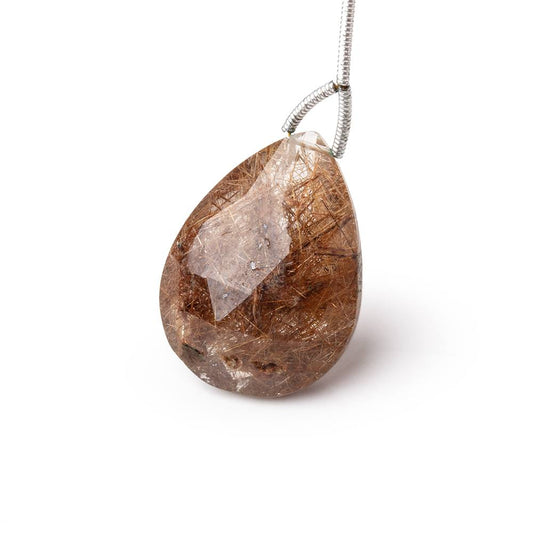 24.5x18mm Rutilated Quartz Faceted Pear Focal Bead 1 piece