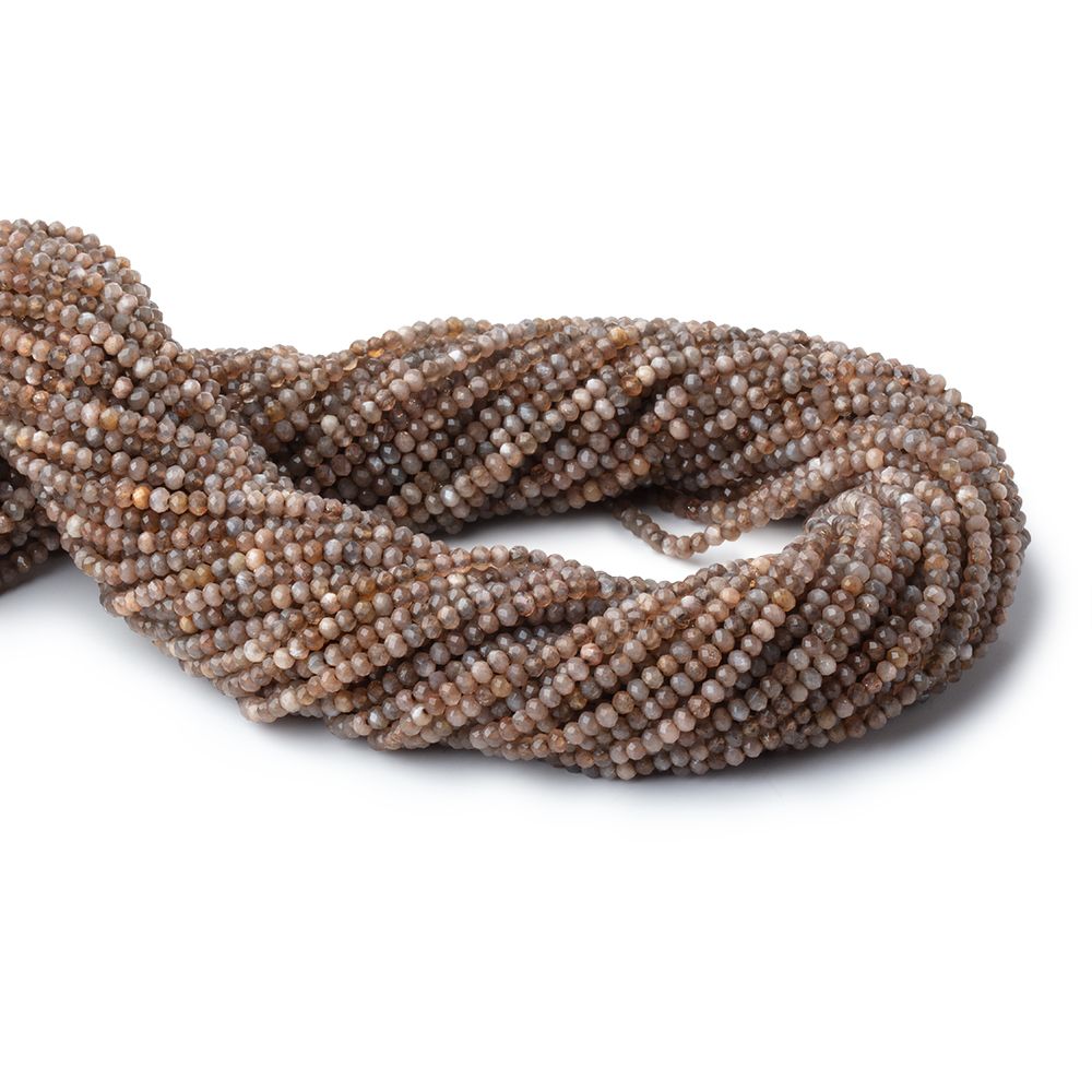 2.4mm Golden Sheen Moonstone Micro Faceted Rondelles 12.75 inch 174 Beads