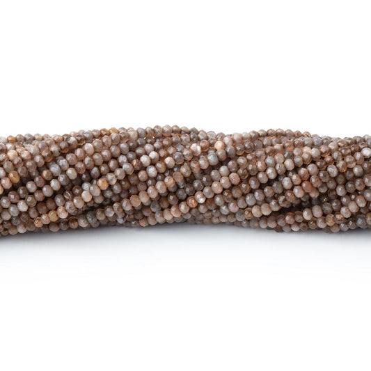 2.4mm Golden Sheen Moonstone Micro Faceted Rondelles 12.75 inch 174 Beads