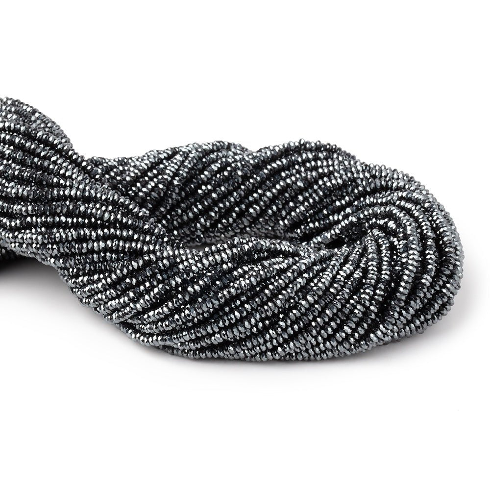 2.4mm Hematite Micro Faceted Heishi 12.5 inch 250 Beads AA
