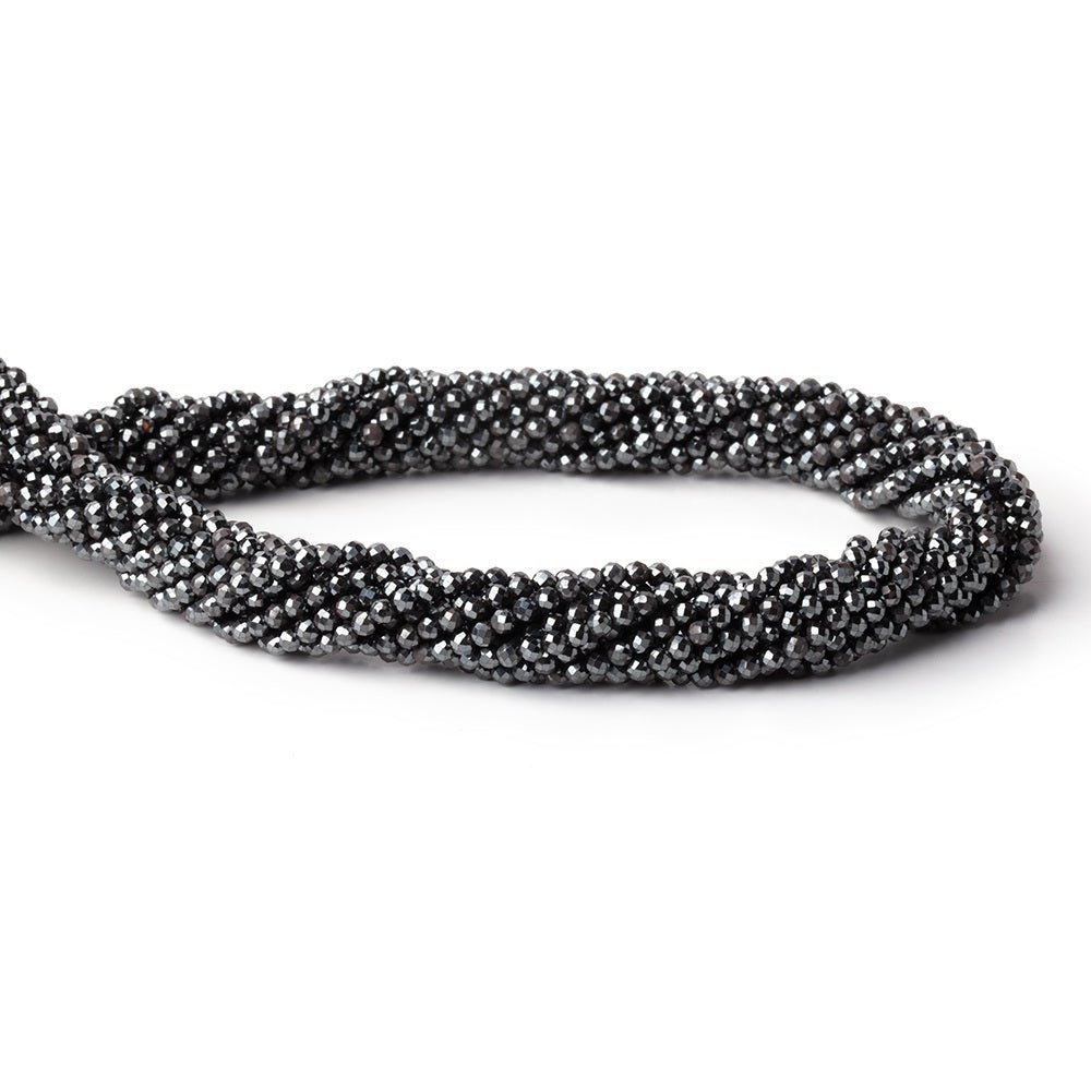 2.4mm Hematite Micro Faceted Round Beads 12.5 inch 140 pieces