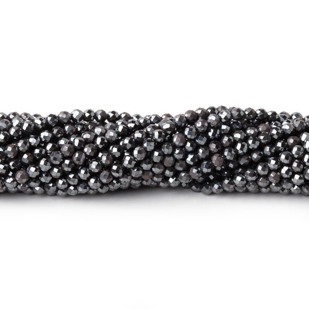 2.4mm Hematite Micro Faceted Round Beads 12.5 inch 140 pieces