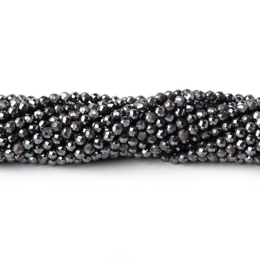 2.4mm Hematite Micro Faceted Round Beads 12.5 inch 140 pieces