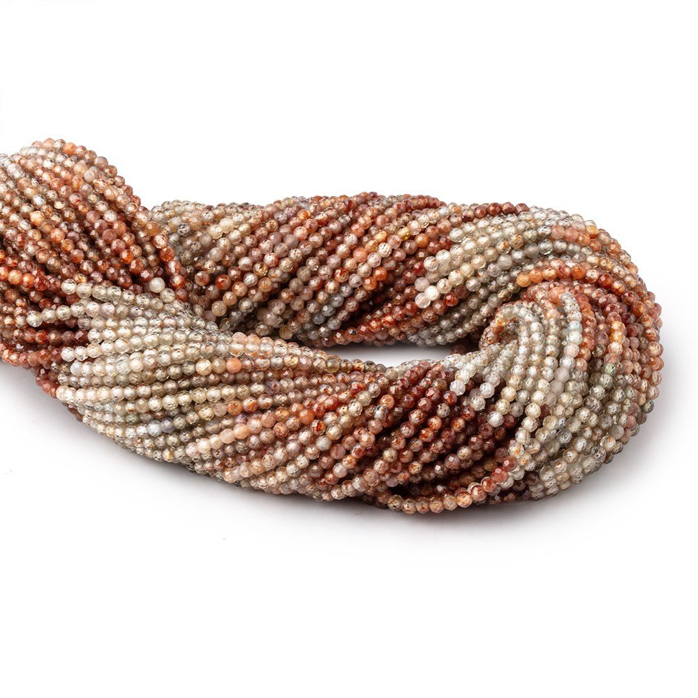 2.4mm Multi Color Zircon Micro Faceted Round Beads 12.5 inch 142 pieces AA