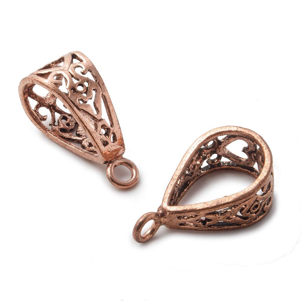 24x10mm Copper Bail Art Deco Design Set of 2