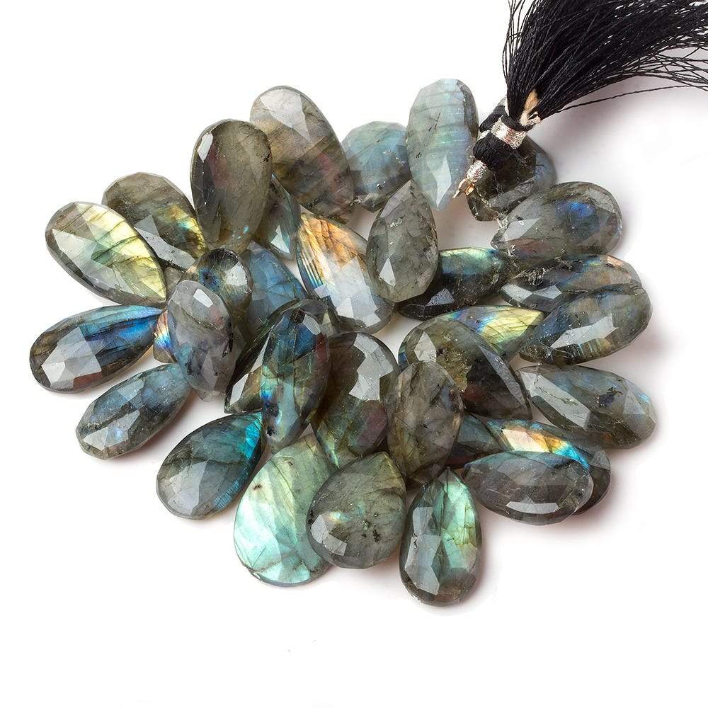 24x13-28x17mm Labradorite faceted pear briolette beads 7 inch 34 pieces A
