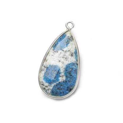 24x14mm .925 Silver Bezel K2 Granite & Azurite faceted Pear Pendant 1 piece