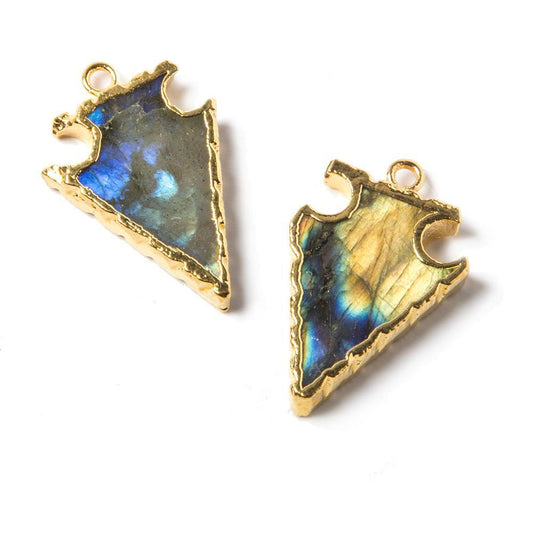 24x16mm Gold Leaf Edged Labradorite Arrowhead Pendant 1 piece
