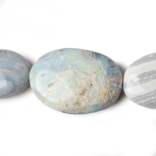 24x17-33x21mm Australian Blue Grey Opal Plain Oval Beads 19 inch 19 pieces