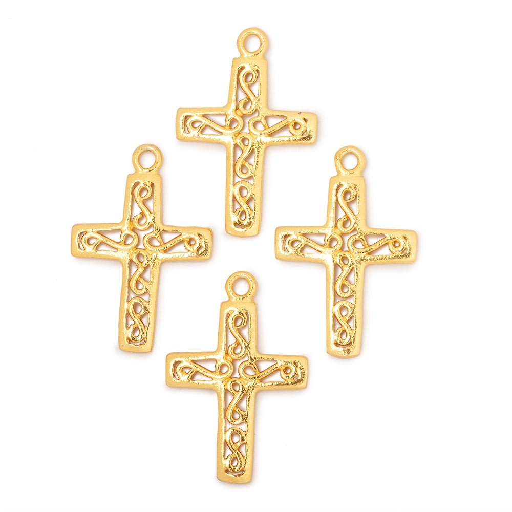 24x18mm Filigree Cross Pendant Charm Set of 4 pieces