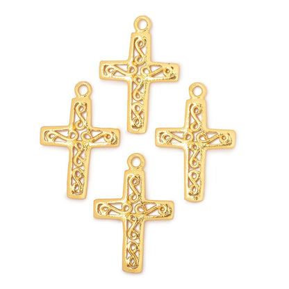 24x18mm Filigree Cross Pendant Charm Set of 4 pieces