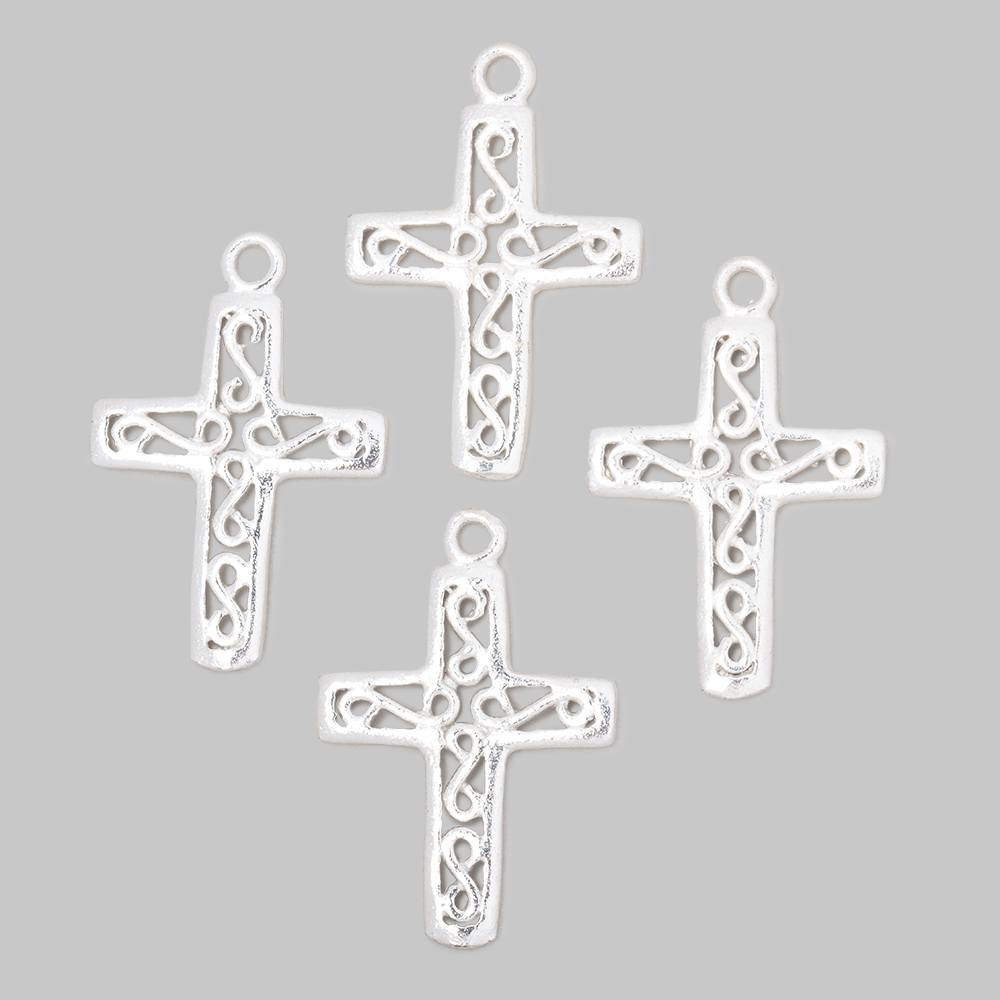 24x18mm Filigree Cross Pendant Charm Set of 4 pieces