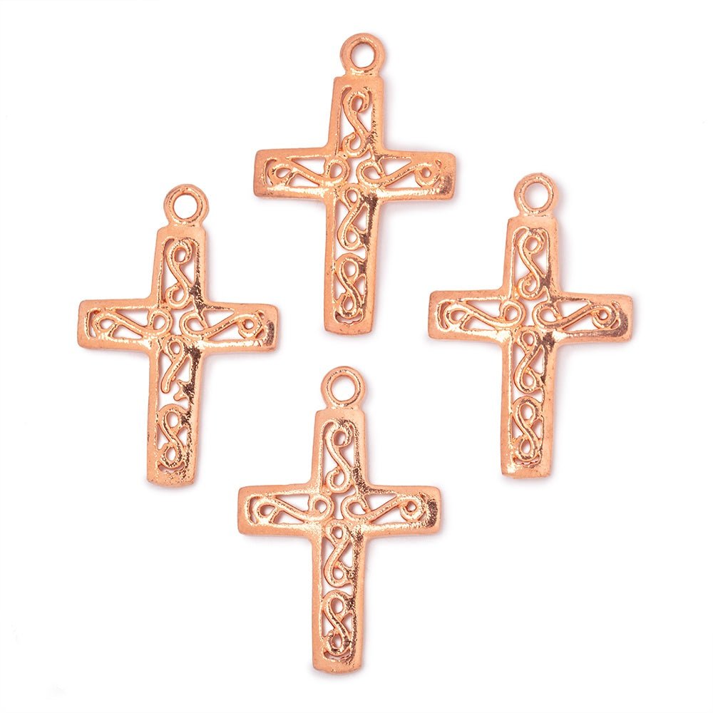 24x18mm Filigree Cross Pendant Charm Set of 4 pieces
