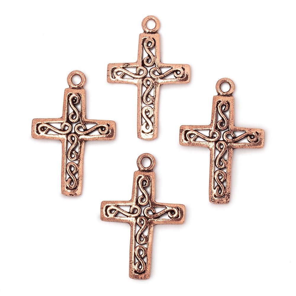 24x18mm Filigree Cross Pendant Charm Set of 4 pieces