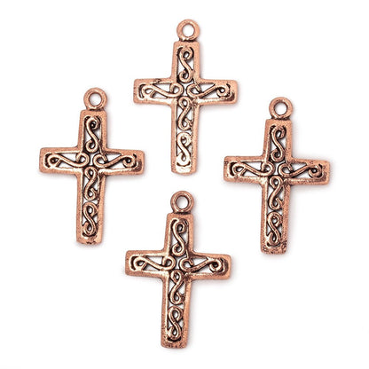 24x18mm Filigree Cross Pendant Charm Set of 4 pieces