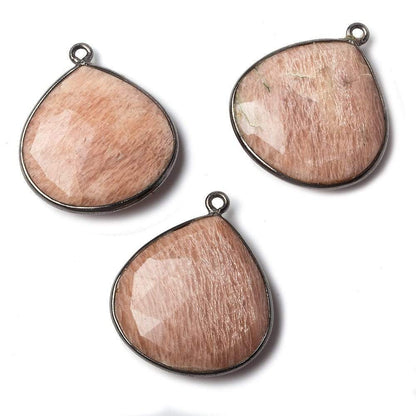 24x20mm Black Gold Bezel Sunstone Faceted Heart Pendant 1 piece