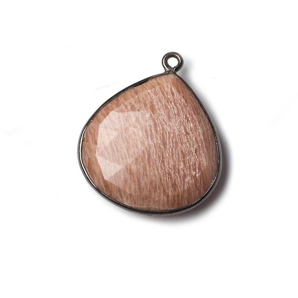 24x20mm Black Gold Bezel Sunstone Faceted Heart Pendant 1 piece