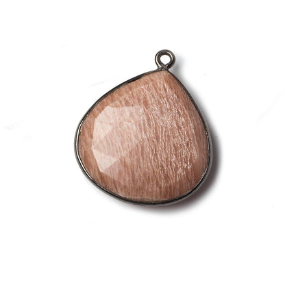 24x20mm Black Gold Bezel Sunstone Faceted Heart Pendant 1 piece