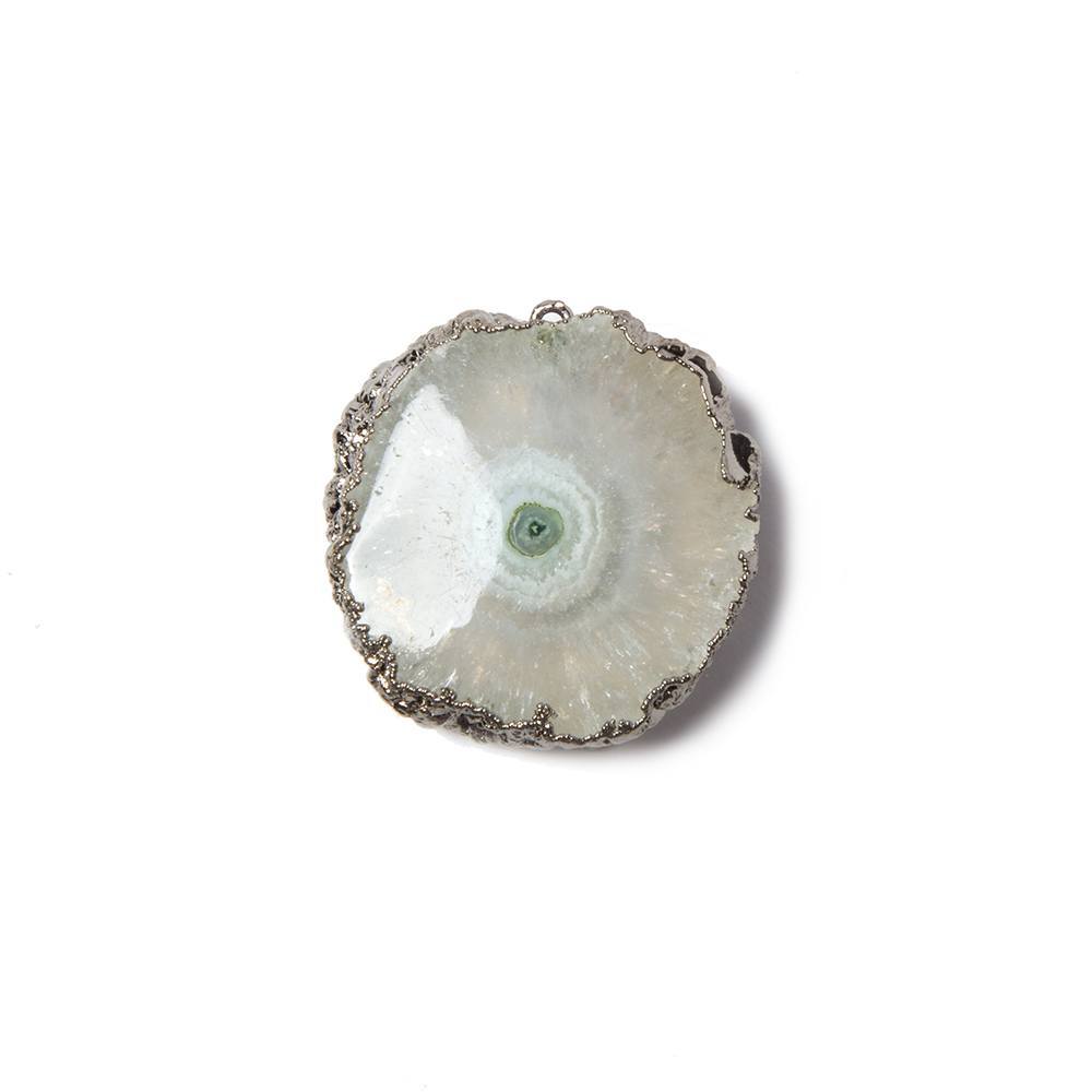 24x22mm Black Gold Leaf Edged Solar Quartz Stalactite Pendant 1 piece