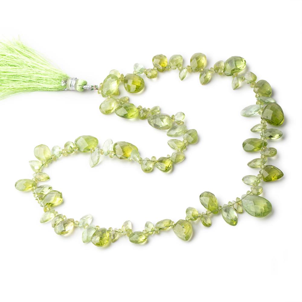 2.5-15x10mm Peridot Multiple Shape Beads 16 inch 46 pieces