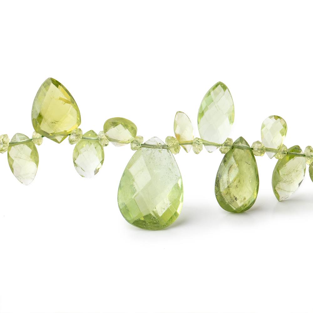 2.5-15x10mm Peridot Multiple Shape Beads 16 inch 46 pieces