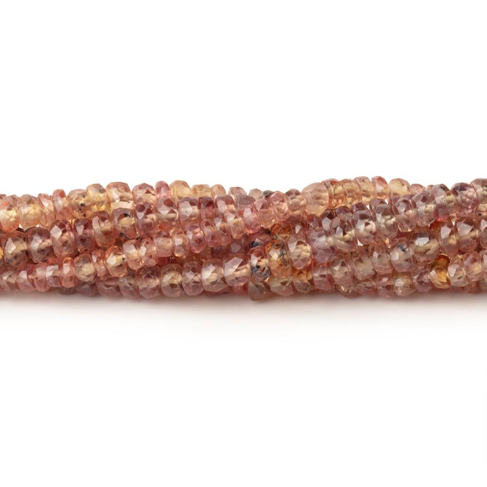 2.5-3.5mm Burnt Orange Songea Sapphire Faceted Rondelles 16 inch 209 Beads
