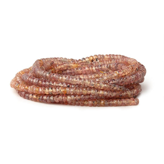 2.5-3.5mm Burnt Orange Songea Sapphire Faceted Rondelles 16 inch 209 Beads