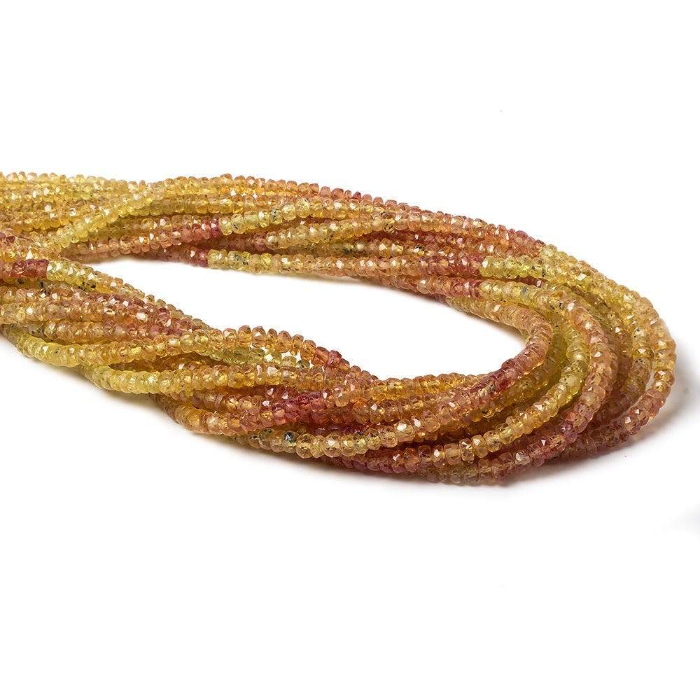 2.5-3.5mm Orange & Yellow Songea Sapphire rondelles 16 inch 225 beads AA
