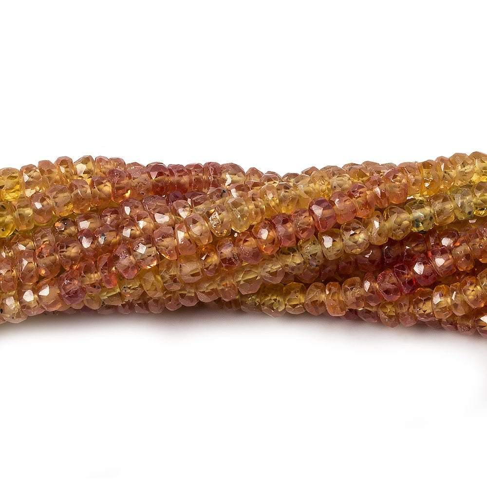 2.5-3.5mm Orange & Yellow Songea Sapphire rondelles 16 inch 225 beads AA