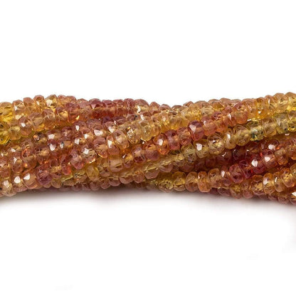 2.5-3.5mm Orange & Yellow Songea Sapphire rondelles 16 inch 225 beads AA