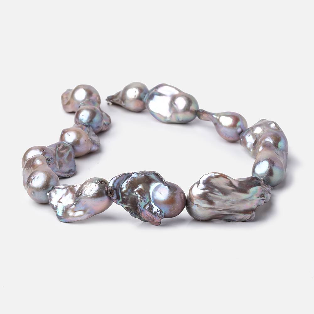 25-35mm Silver Ultra Baroque Freshwater Pearls 17 inch 14 Beads AA