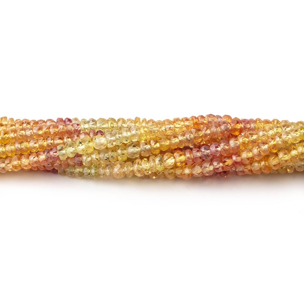 2.5-3.5mm Yellow & Orange Sapphire Faceted Rondelles 18 inch 300 Beads AA