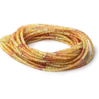 2.5-3.5mm Yellow & Orange Sapphire Faceted Rondelles 18 inch 300 Beads AA