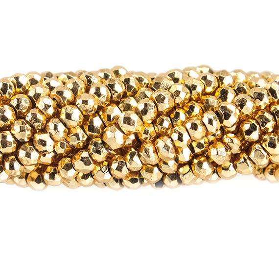 2.5-3mm Gold plated Pyrite Faceted Rondelle Beads 13 inch 155 pieces