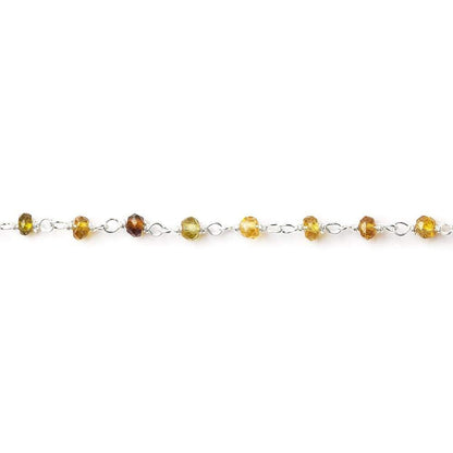 2.5-3mm Green & Brown Tourmaline Sterling Silver Chain by the foot