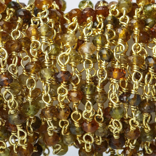 2.5-3mm Green & Brown Tourmaline Vermeil Chain by the foot
