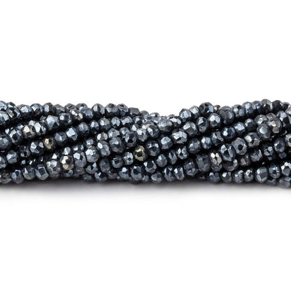 2.5-3mm Metallic Black Spinel Beads Faceted Rondelle 13.25 inch 154 pieces