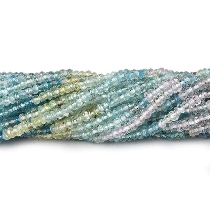 2.5-3mm Multi Beryl & Aquamarine Micro Faceted Rondelles 13 inch 228 beads