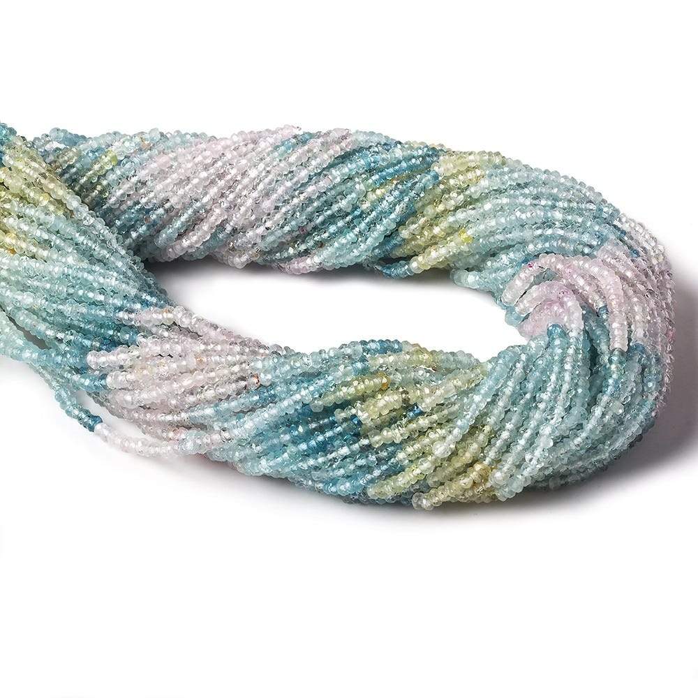 2.5-3mm Multi Beryl & Aquamarine Micro Faceted Rondelles 13 inch 228 beads