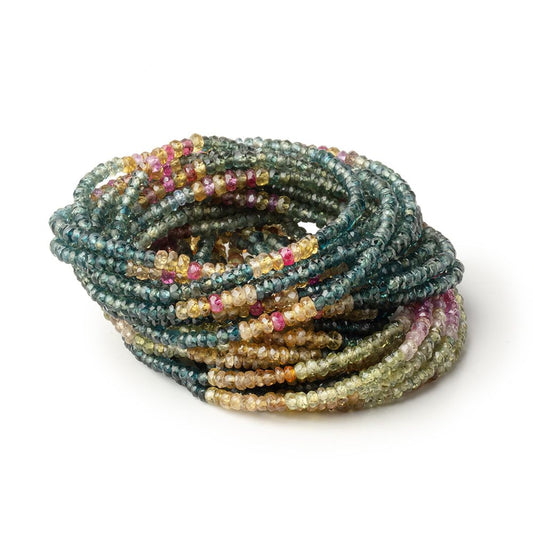 2.5-3mm Multi Color Sapphire Faceted Rondelles 15.5 inch 250 Beads