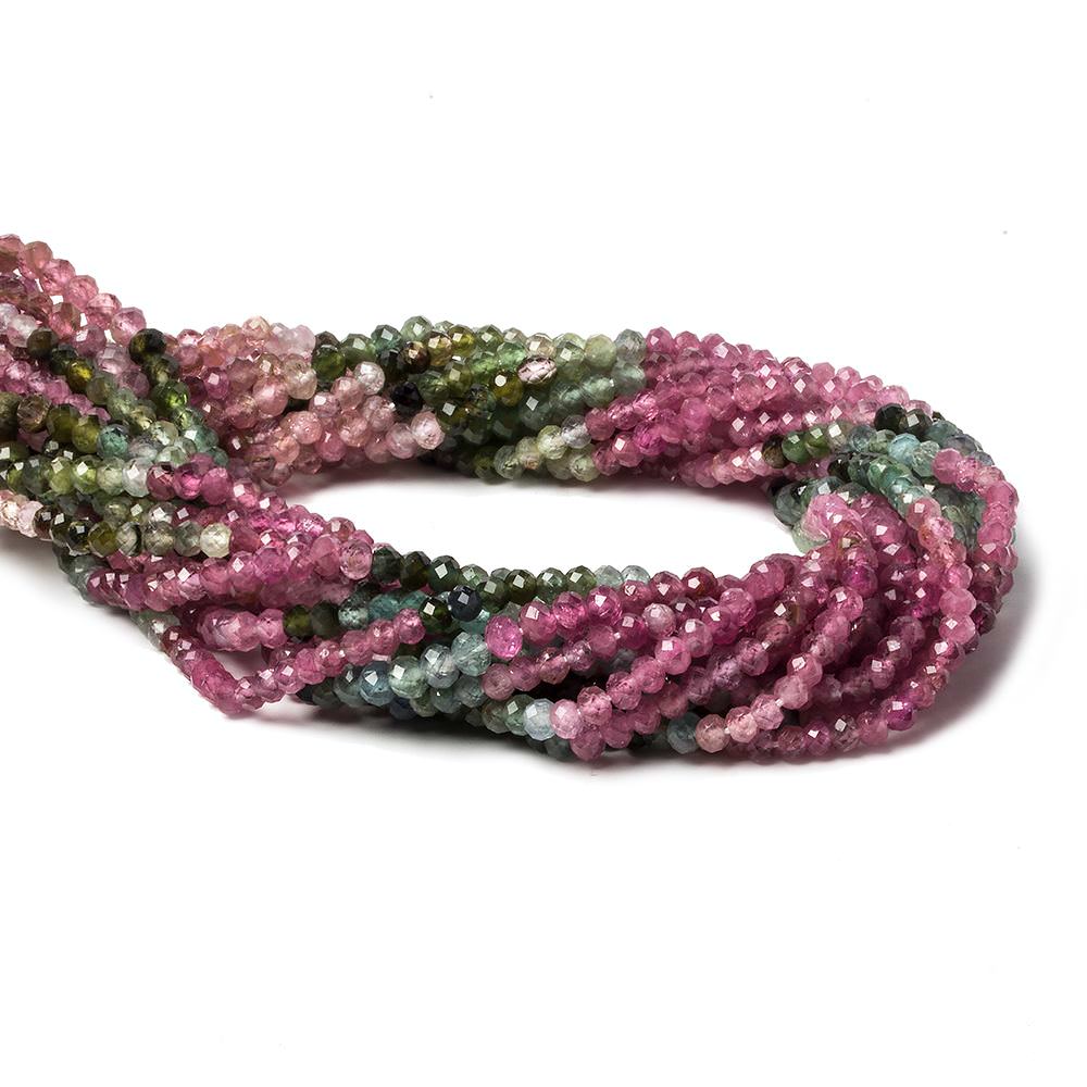 2.5-3mm Multi Color Tourmaline micro faceted rondelle beads 12.5 inch 115 pieces